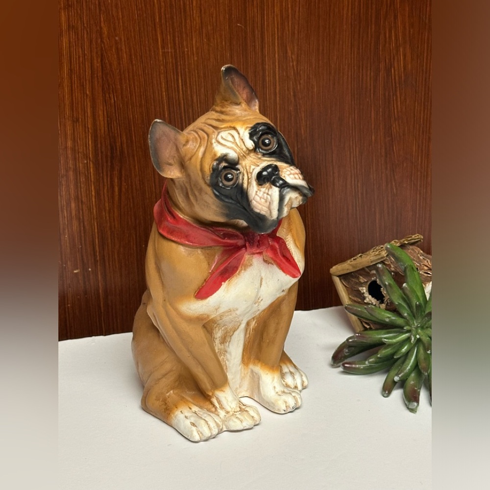home interiors and gifts Sitting Boxer Dog Resin Sculpture